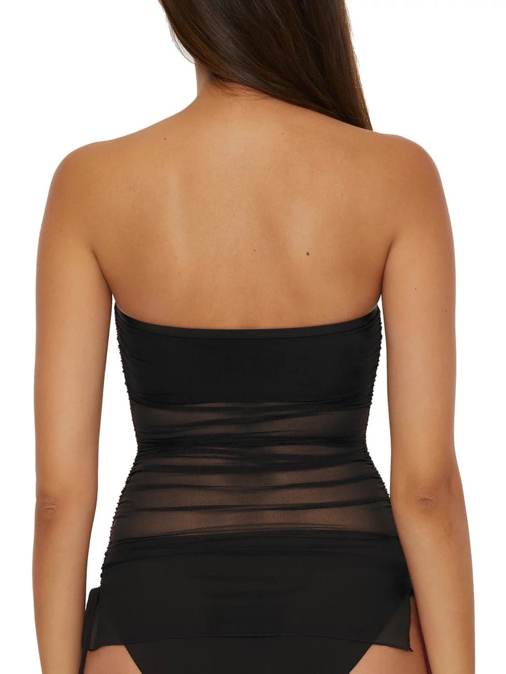 BECCA Black Strapless Sheer Mesh Tankini Top - Picture 4 of 5